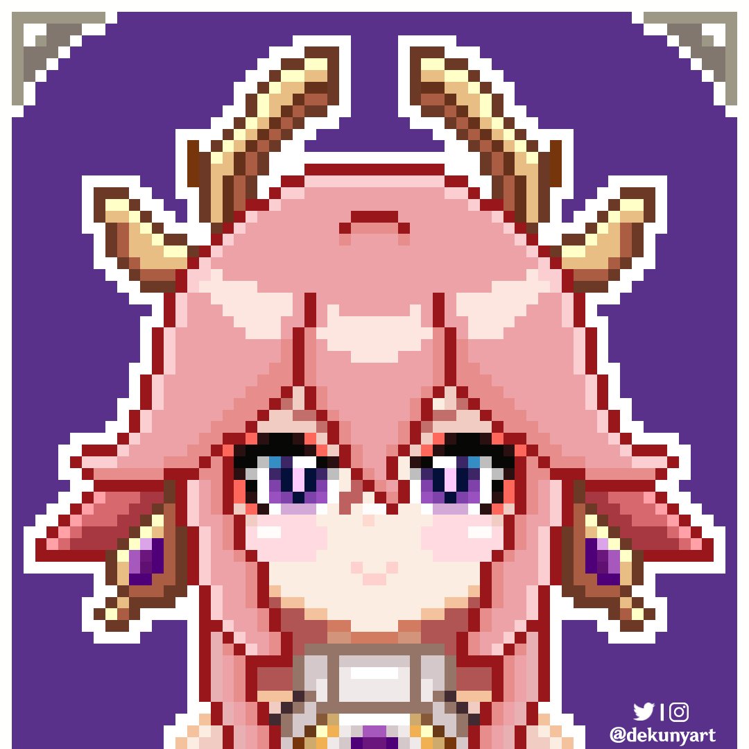 X 上的🌸~Deku~🌸：「Yae Miko pixel art 🌸✨ RTs and Follow are aprecciated 🥺  #Genshin #genshinimpactfanart #GenshinImpact #YaeMiko #yaebaal #pixelart  #pixelartist #原神#animegirl #Genshinfanart #digitalart   / X