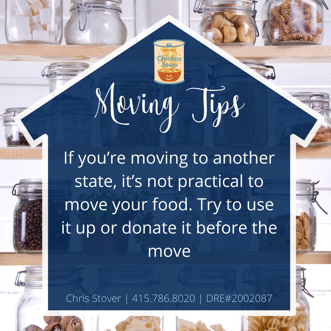 ChrisStover13's tweet image. #MondayMovingTip - it's one thing if you're moving locally - transporting the food in your pantry can be relatively painless if you do it yourself. However, if you're moving out of state, don't bother to pay a moving company to move it. Try to use or donate it before you move.