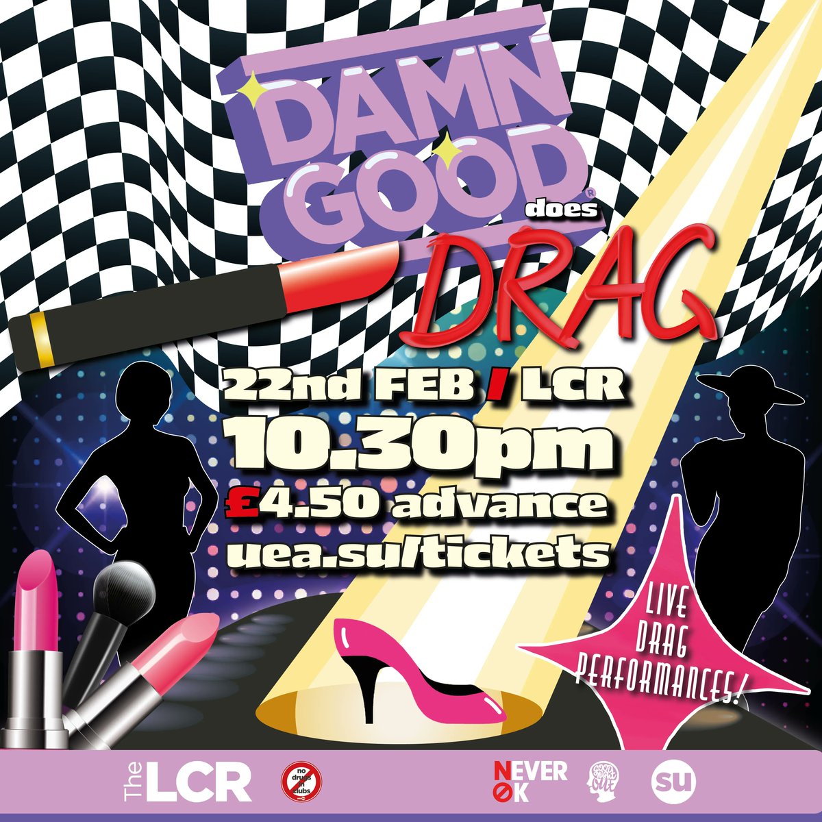 Racers, start your engines &amp; sashay your way to Damn Good does Drag this Tuesday! Everybody say love! 

tickets available NOW uea.su/tickets