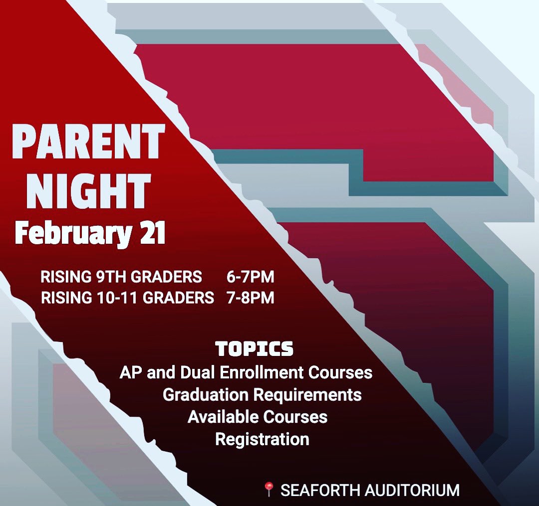 MrsPhillipsSHS's tweet photo. So excited to talk to our families tonight! @seaforthhs @ChathamCoSch #schoolcounselor #registrationtime https://t.co/BMZgSmIfLA