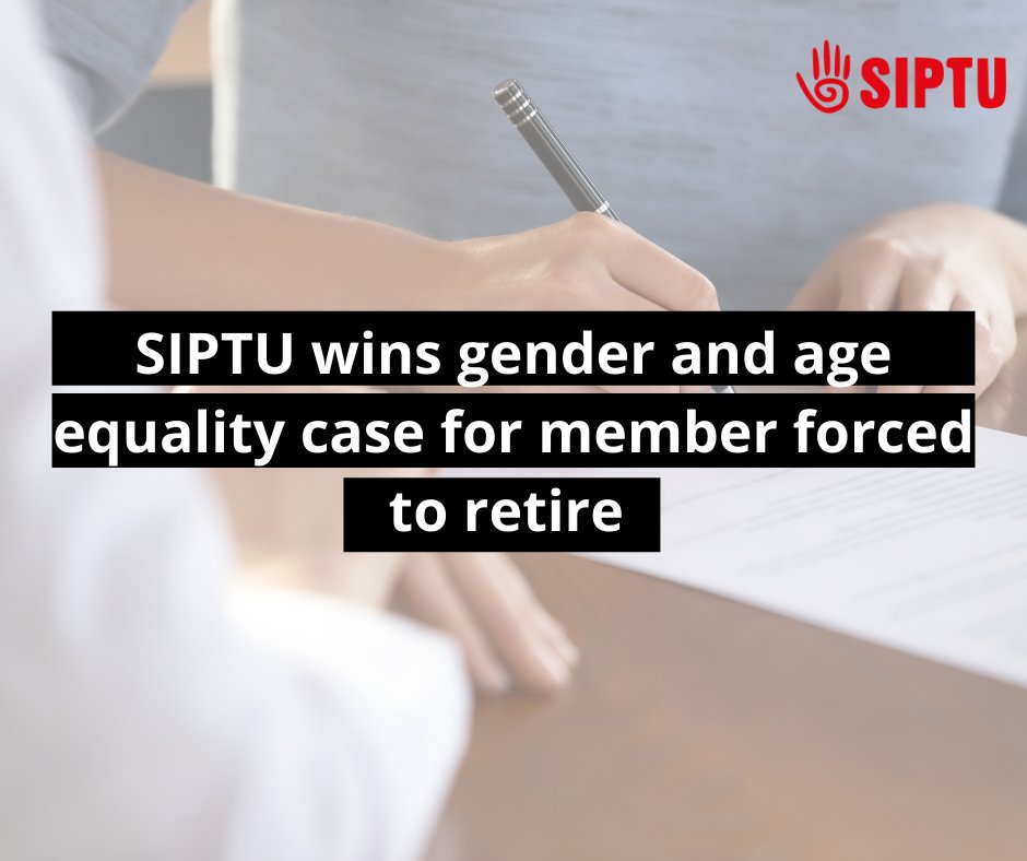 SIPTU's Workers Rights Centre has won a payment of €28,000 for a union member, in the case of a worker who was forced to retire from her work. Read more 👇 siptu.ie/.../pressrel..… Not a member of SIPTU? Sign up online today at: siptu.ie/join/ #OurSIPTU