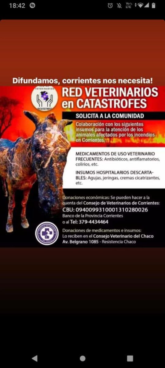MaffySummers's tweet photo. Se necesita mucha colaboración para ayudar a las víctimas de los incendios en Corrientes 🙏

#corrientes #argentina #solidaridad #ayuda #difusion #urgente #maximadifusion https://t.co/B9q24WAiA6