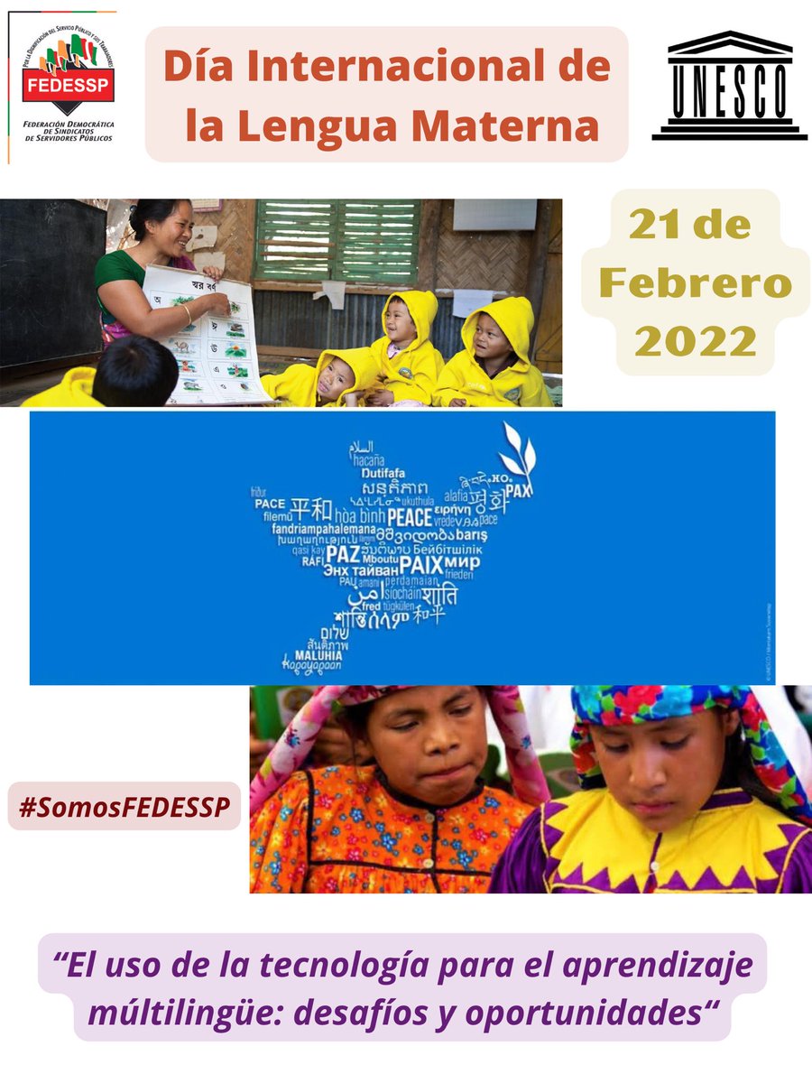 valenzo14's tweet photo. Los idiomas son parte de nuestra identidad.
Protegerlos es una cuestión de respeto de los derechos humanos.
Este #21deFeb #DíaDeLaLenguaMaterna, celebremos el poder de la diversidad lingüística y el multilingüismo. @agusaviles1 @palomitarelowde @valenzo14 @marudavalos29 #CruzRoja https://t.co/8aDkru51Ig