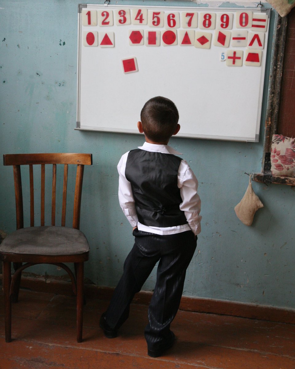 First grader learning numbers. Nikozi village, after the 2008 war. #russianoccupation #georgia #photography