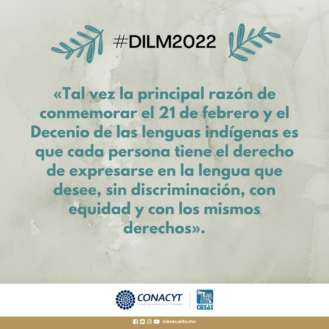 ciesas's tweet photo. En el texto «¿Por qué es importante declarar un Decenio de investigación, rescate y revitalización de los idiomas originarios?», @PeonMario (#CIESACDMX) nos hace un recordatorio de lo vital que es conmemorar el #DILM2022.
➡️ https://t.co/MAg9fUEJuq https://t.co/8QsZtOkQdc