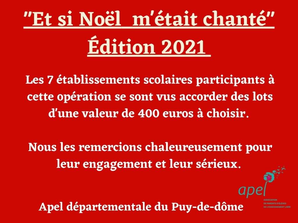 APELpuydedome's tweet photo. #Apel63 Retour sur notre 1ère édition de l'opération "Si Noël m'était chanté" avec des participations au top ! Merci à tous les établissements qui ont fait pour l'occasion de très belles prestations 😀@Apelnationale
#Noël2021 @RCFPuydeDome
@lamontagne_fr @acclermont https://t.co/jF5evlGalB
