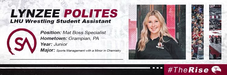 LhuAssistants's tweet photo. Meet your 2021-22 season LHU Wrestling Assistants!                               

Meet Lynzee Polites! 🦅

#InTheHunt | #TheRise https://t.co/dnYHOsGWm4