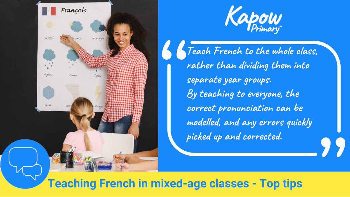 kapowprimary's tweet image. 1. Read this thread for top tips on teaching #Primaryfrench to a #mixedageclass...