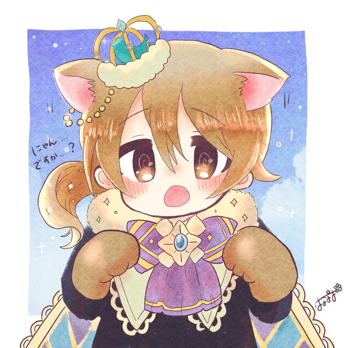 morikubo nono 1girl animal ears crown solo animal hands blush brown eyes  illustration images