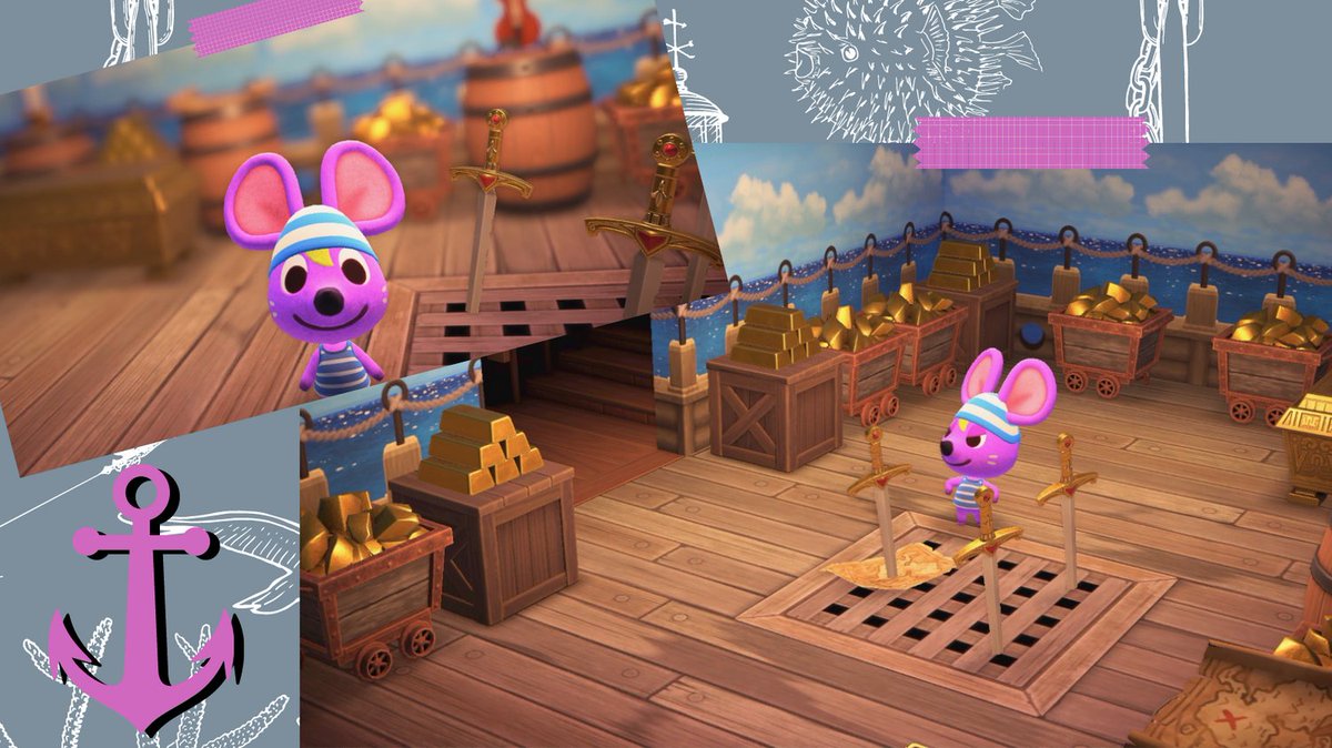 DThor77's tweet photo. Ahoy Mateys! I hope this Pirate ship design will send you into the week with full sails! See you later this week live on stream! #pirate #whyistherumgone #acnh #acnhdesign #acnhinspo #animalcrossing #twitch https://t.co/IPBHZiSNW5