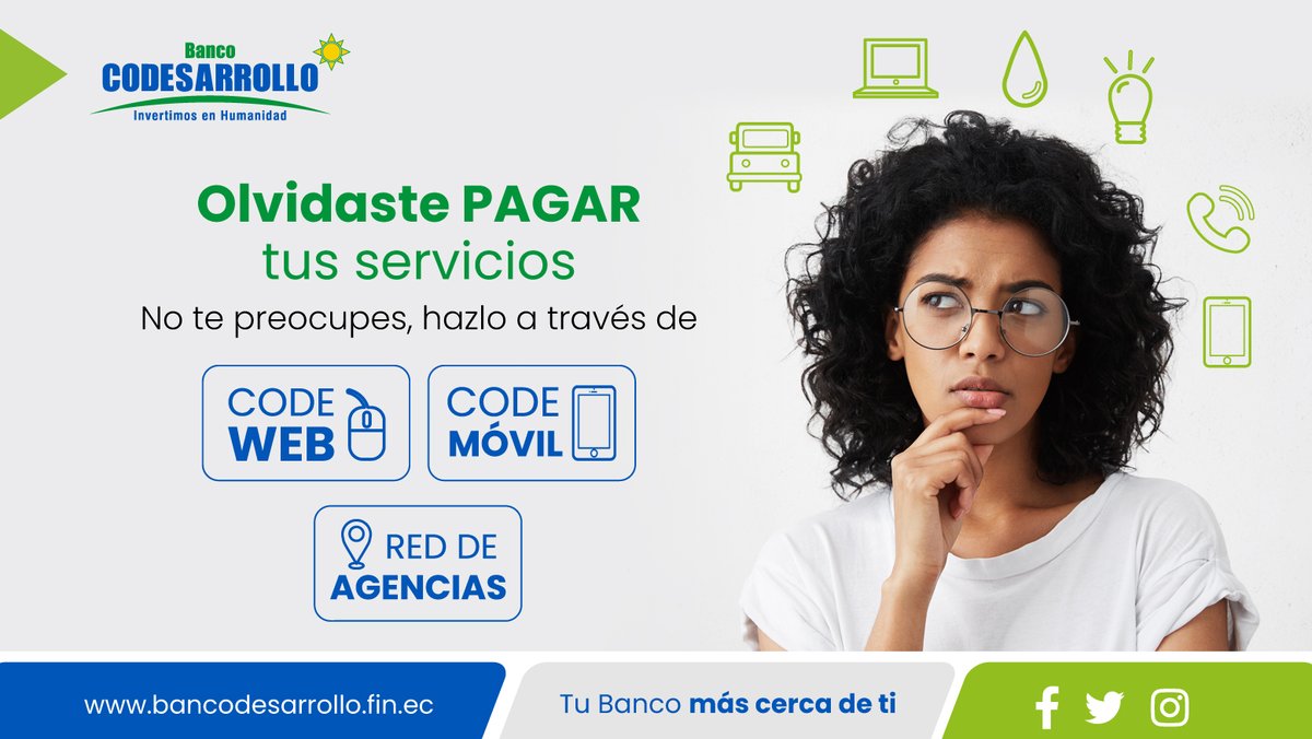 BanCodesarrollo's tweet image. 🤔 ¿Olvidaste pagar tus servicios? No te preocupes lo puedes hacer en #BancoCodesarrollo a través de la red de agencias bit.ly/3w3OKqP o los canales electrónicos #CodeWeb y #CodeMóvil 
#TuBancoMásCercaDeTi #InvertimosEnHumanidad
