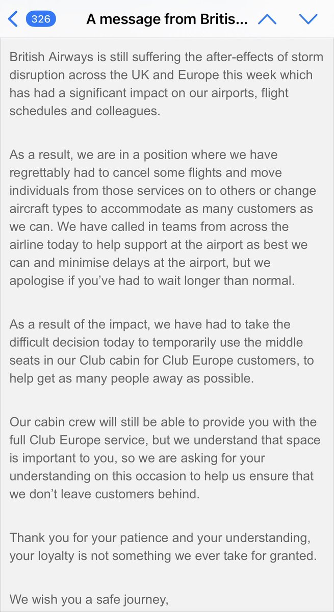 cm_wright's tweet photo. @British_Airways @HeathrowAirport I know issues arise but sending me an email when I get on the flight saying “we are sorry” and “please understand” after such a debacle is not good see my #clubeurope @British_Airways meal oh and stop blaming it all on the weather! You were cancelling flights prior to the storm https://t.co/0ut3kvm66t