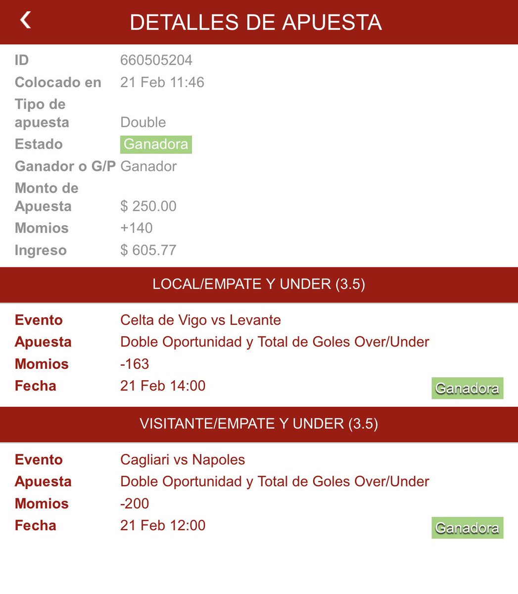 BolAplays's tweet photo. LO ESTAMOS HACIENDO BIEN. 🙌🏻

Único #pick del día en nuestro grupo y cobramos un bonito #parlay de soccer. 

En 5 días, hemos conseguido una utilidad de 25%. Sin volvernos locos, sólo buenos momios. 

“No hay mejor momento para matar que cuando ya te dan por muerto” 👊🏻 https://t.co/Cez95xTOEu
