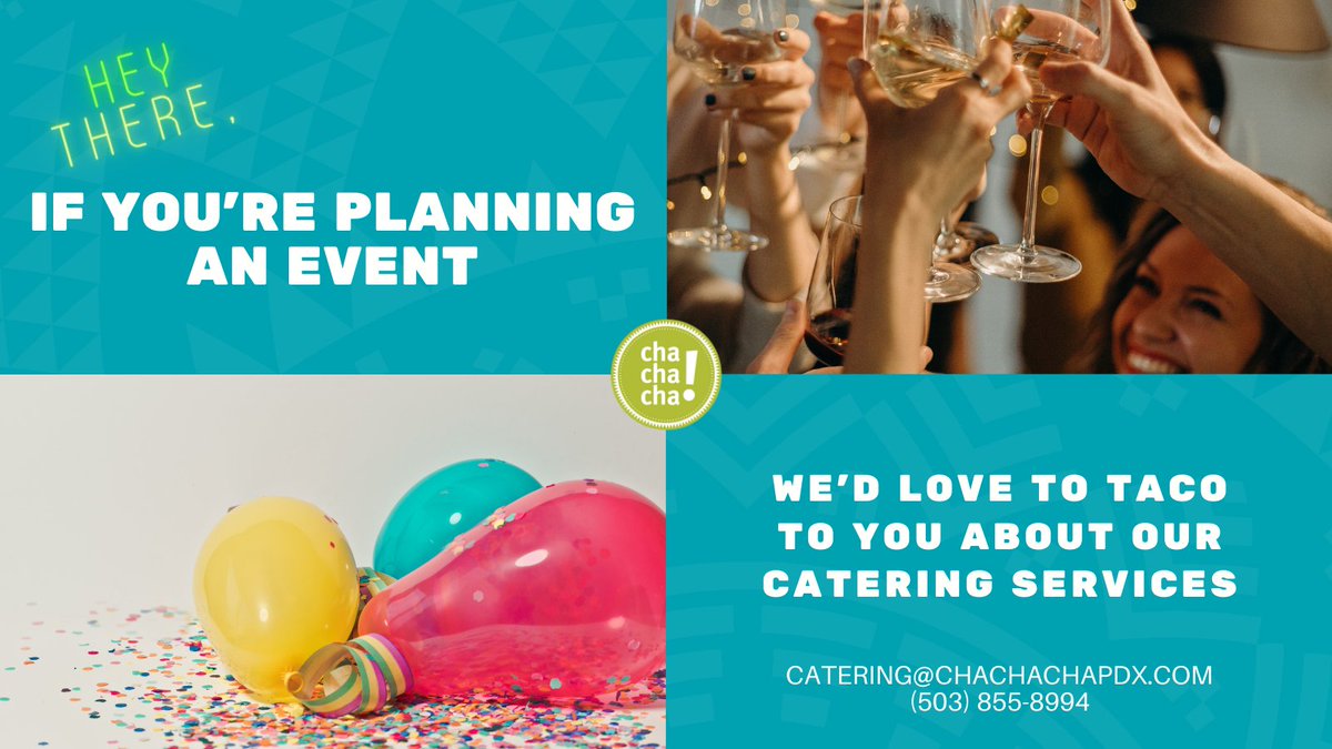 Our #catering calendar for 2022 is filling up FAST so if you need to book an event contact us now so we can #taco about how to make your #SpecialDay extra #delicious #catering #Portland #MexicanFood contact us at catering@chachachapdx.com or (503) 855-8994