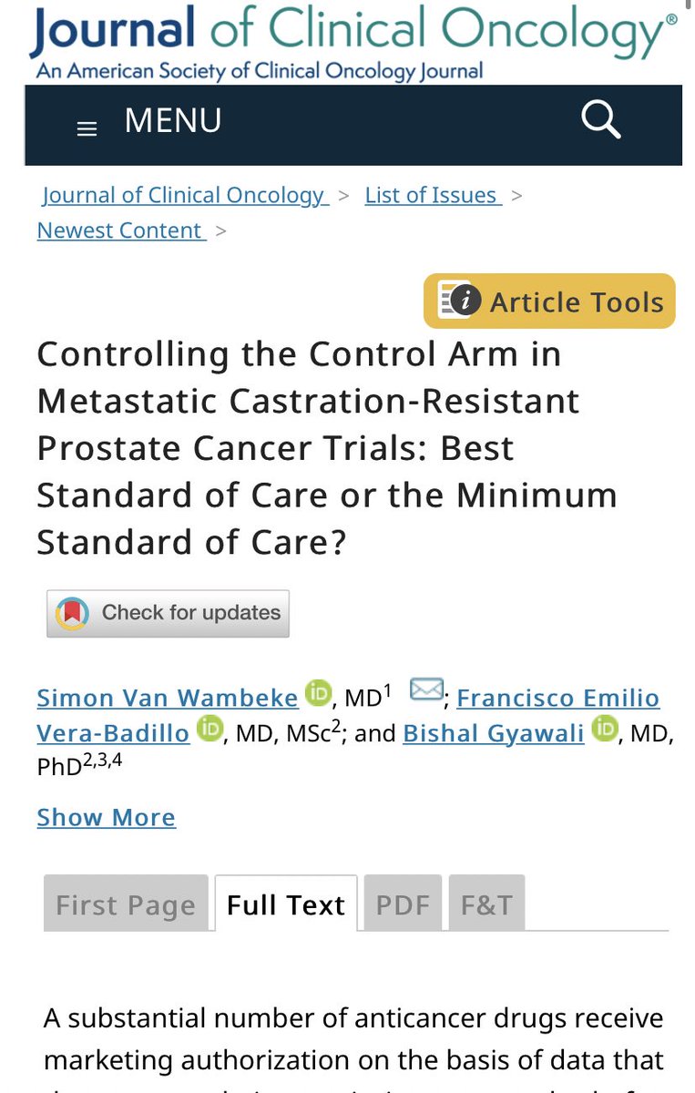 oncology_bg's tweet photo. Best SOC or minimum SOC in #prostate cancer trials? New commentary @JCO_ASCO with @SimonWambeke and my @queensoncology colleague Dr Vera-Badillo. https://t.co/AM4UShtYfd #gucsm #pcsm https://t.co/YtGy6yIeB0