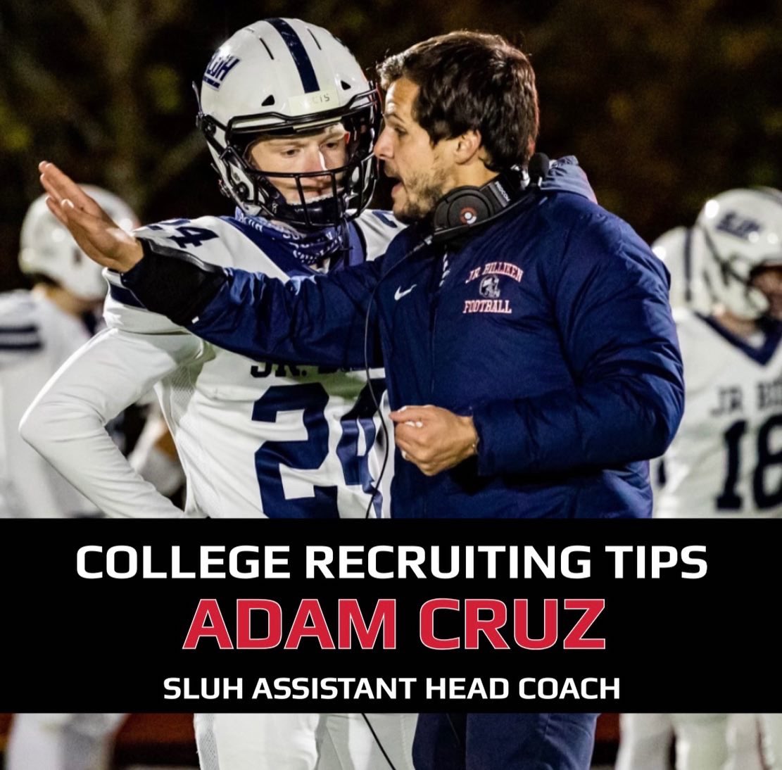 🚨COLLEGE RECRUITING TIPS SEMINAR at the D1 Football Combine🚨

D1 Football combine speaker, Adam Cruz | SLUH Assistant Head Coach &amp; College Recruiting Director 

Guest speaker will be present on Saturday, April 2rd at Lou Fusz Athletic Training Center.