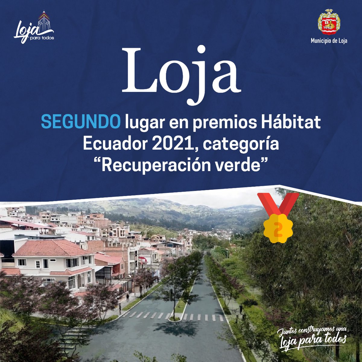 🍃 Este logro alcanzado ratifica nuestro compromiso de seguir trabajando por una Loja sostenible. Avanzamos a pasos firmes en la recuperación de ríos, quebradas, senderos..., es decir en un sistema verde urbano que permita a los lojanos mejorar su calidad de vida.

#LojaParaTodos