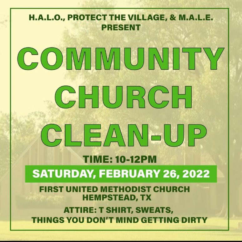 lexiwexiee's tweet photo. IN NEED OF HOURS? NO PROBLEM!!♻️🔔

@PvHalo , @ProtectVillage and @MalePVAMU present to you a collaborative community service event! This Saturday , join us in tidying up First United Methodist Church in Hempstead! DM us for more volunteer opportunities! https://t.co/kGpp6uDwOK