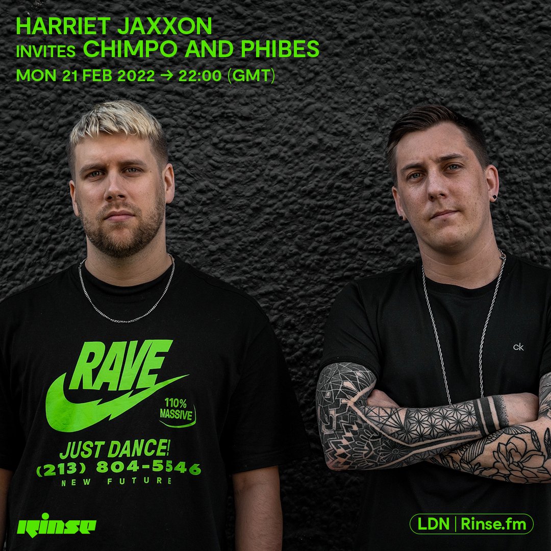 RinseFM's tweet image. Up at 10PM is @HARRIETJAXXON invites @CHIMPOMCR and #Phibes on rinse.fm/player + 106.8FM

#RinseFM