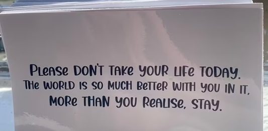 eliistender10's tweet photo. A 22 year New Zealand student called Brooke Lacey, who'd suffered with depression created some bumper stickers to help others who might be going through a similar experience. Recently she found a heartfelt note under her windscreen wiper to thank her https://t.co/kFfu9wtXnN