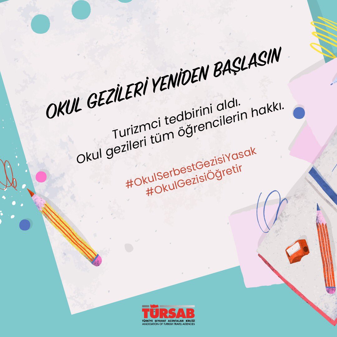OKUL GEZİLERİ YENİDEN BAŞLASIN
Turizmci tedbirini aldı. Okul gezileri tüm öğrencilerin hakkı.
#OkulSerbestGezisiYasak #OkulGezisiÖğretir
<a href="/tcmeb/">Millî Eğitim Bakanlığı</a> <a href="/saglikbakanligi/">T.C. Sağlık Bakanlığı</a> <a href="/drfahrettinkoca/">Dr. Fahrettin Koca</a>