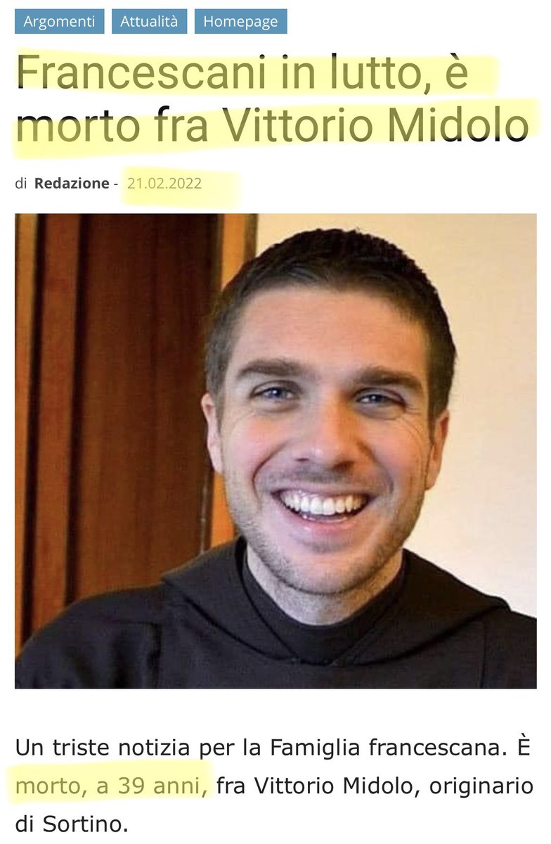 🔴SCRIVONO LA NOTIZIA CON UNA NORMALITÀ “AGGHIACCIANTE”. ➡️ALTRO CADUTO IN NOME DI QUESTA FOLLIA💉. ✝️AVEVA SOLO 39 ANNI, SI CHIAMAVA VITTORIO.(RIP)