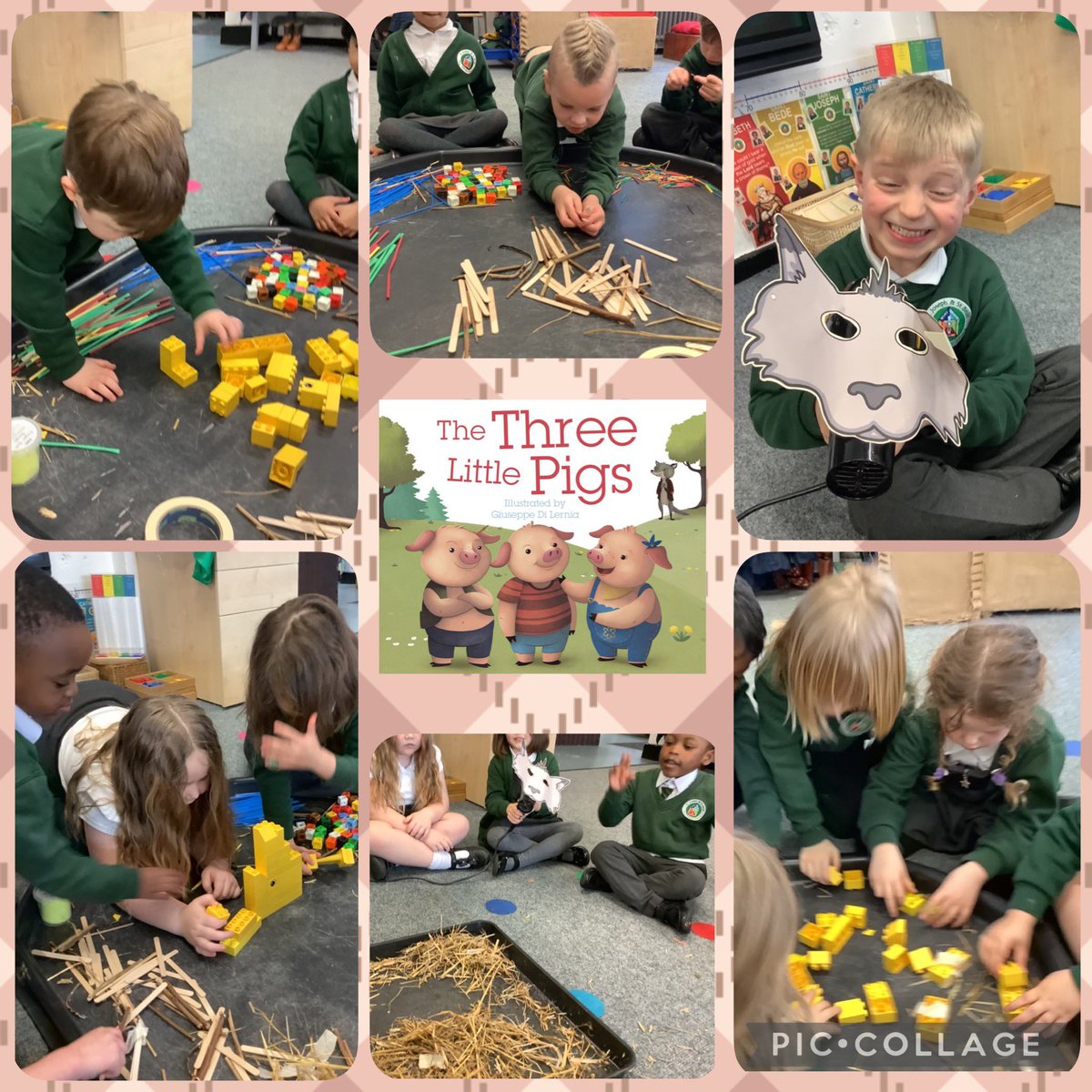 Reception have made their own houses from a variety of materials today, to make sure the big bad wolf doesn’t get the three little pigs! We found out that the bricks were the strongest and kept the pigs safe! @StJosephStBede #SJSBEnglish #SJSBEYFS #SJSBSTEM #UnderstandingTheWorld