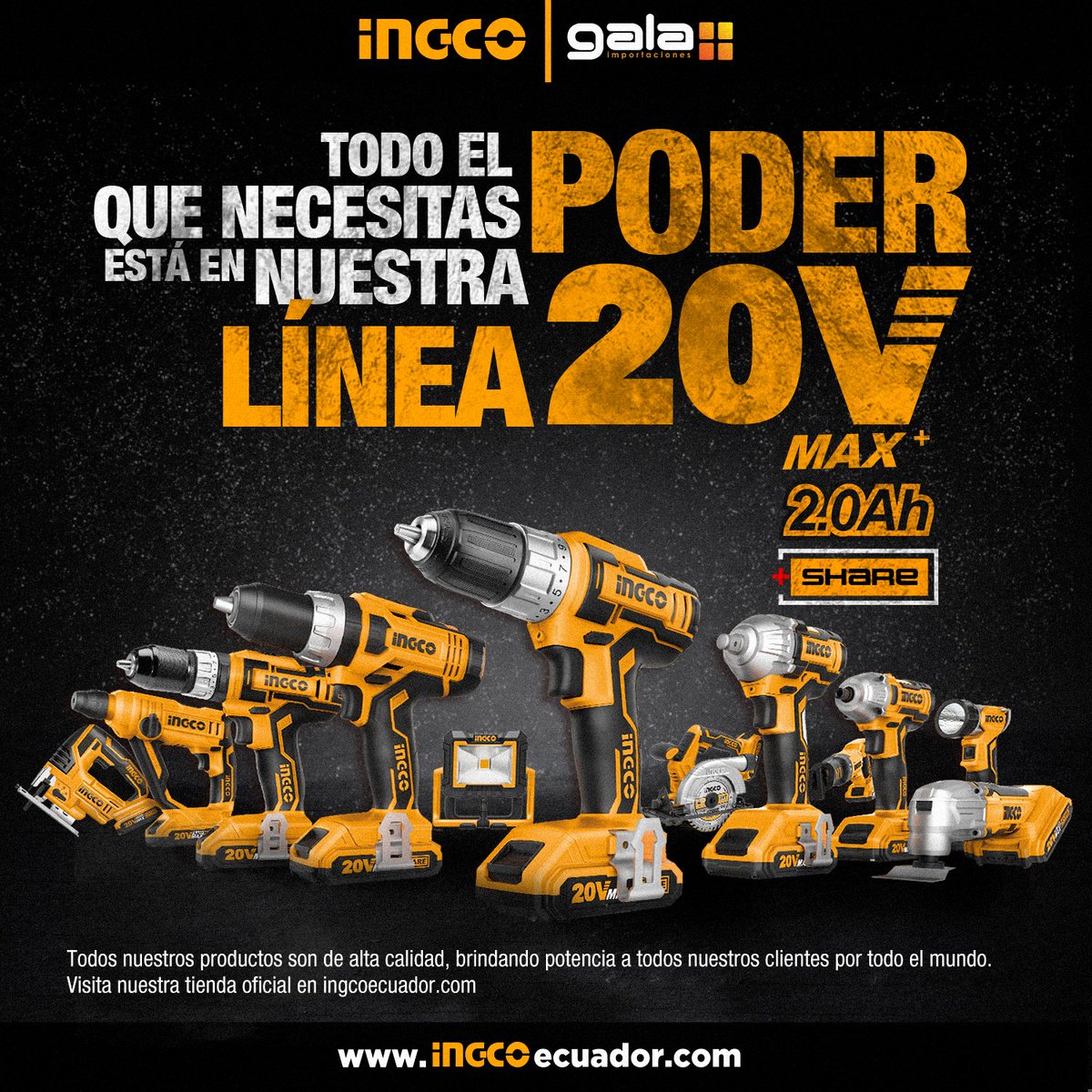 IngcoEcuador's tweet photo. Todas las herramientas INGCO20V® tienen garantía de 1 año. Y sus baterías con satisfacción garantizada!
Adquiere las herramientas que necesites para tu trabajo en https://t.co/qjE0K8EiMj
.

#ingcotools  #powertools #ingcopowertruck #tools  #ingcoecuador #INGCOfans #ingcoglobal🌍 https://t.co/o74kZ7ALDk