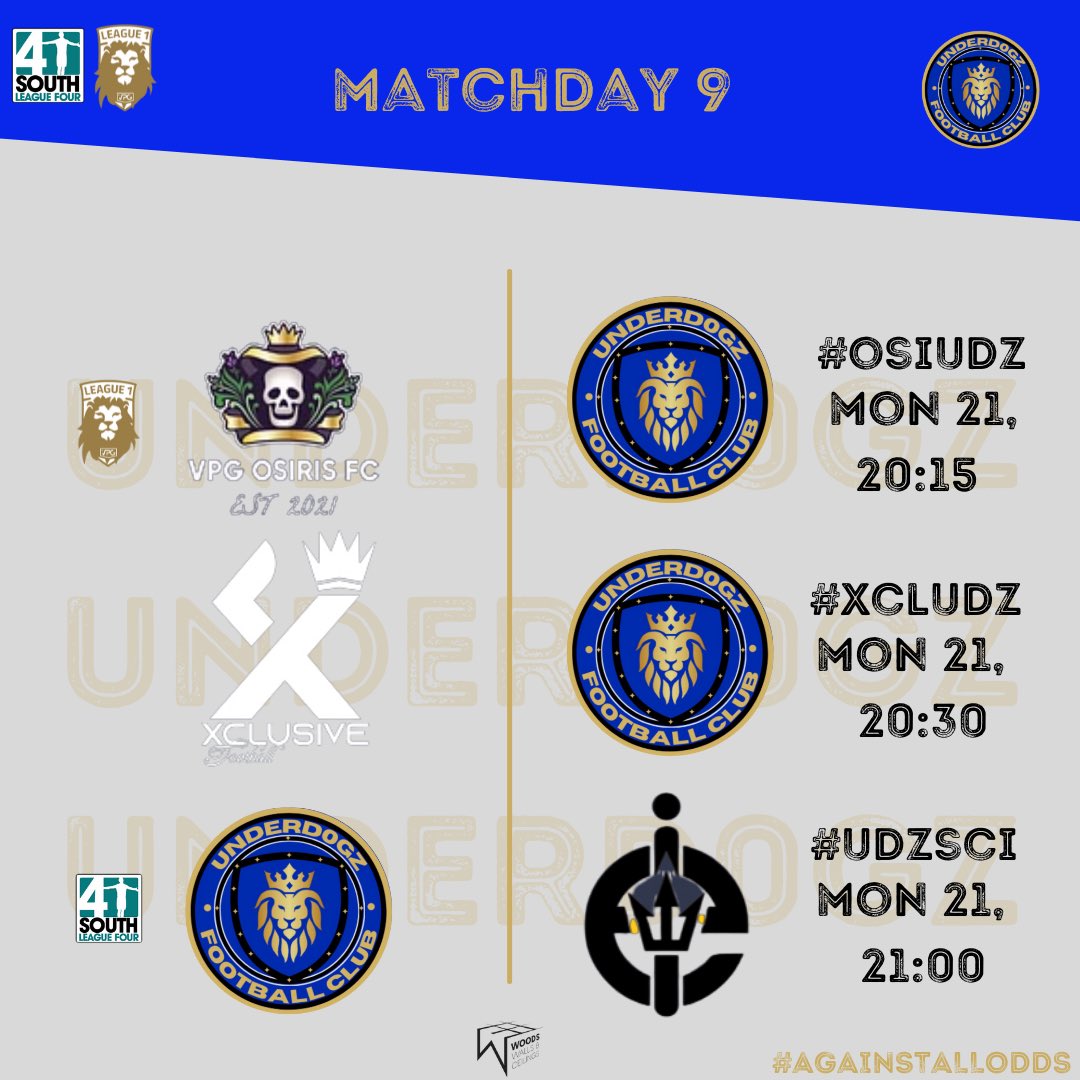 Matchday 9

🏆| English League One
🆚| Orisis VPG
⌚️| 20:15PM

🏆| Europe e-Sports Cup
🆚| Xclusive Football EU
⌚️| 20:30PM

🏆| Europe League 4 South
🆚| SC Imperial
⌚️| 21:00PM

#AgainstAllOdds

<a href="/VPGEurope/">Virtual Pro Gaming | Europe</a> <a href="/OfficialVPG/">Virtual Pro Gaming</a> <a href="/VPGUK/">VPG United Kingdom</a>