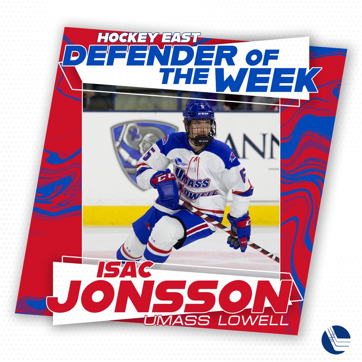 The #HockeyEast Defender of the Week is Isac Jonsson, who dished out 2 assists and finished the weekend with a + 2 rating and 2 blocked shots for <a href="/RiverHawkHockey/">UMass Lowell Hockey</a>. He currently leads the team with a +11 rating, and is 3rd on the team with 24 blocks.