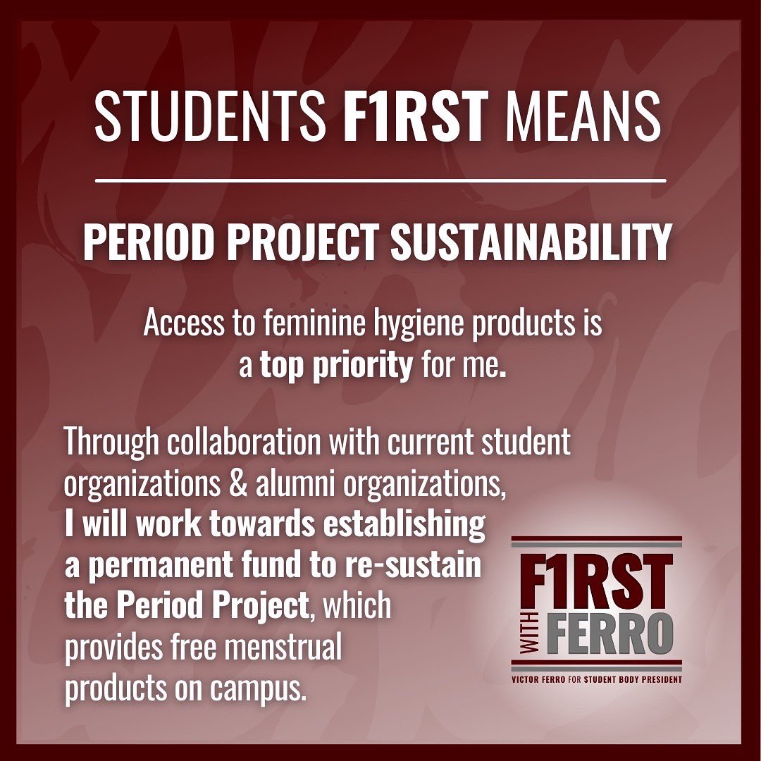 vjferro22's tweet photo. ➡️ Introducing the SECOND pillar of the #FirstWithFerro platform: ACCESS &amp; INCLUSION 👍🏽
Learn more about how I plan to put student needs 1️⃣st with Ferro by:
•Period Project Sustainability
•Supporting Underrepresented Groups
•Efficient Registration
•Physical &amp; Mental Wellness https://t.co/ydNT5eCgLo
