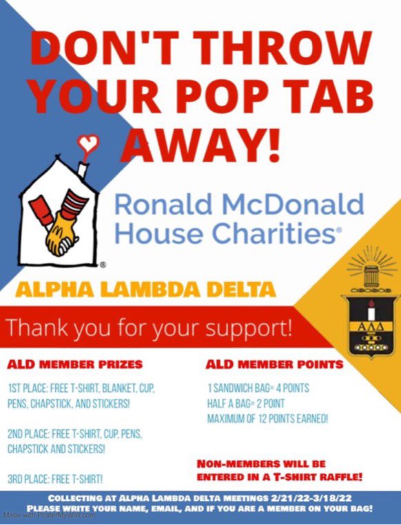 Calling all ALD members and non members 🗣  hold onto those pop tabs and help us collect them for our fundraising event! Members can earn prizes and points, while non members can be entered in a raffle