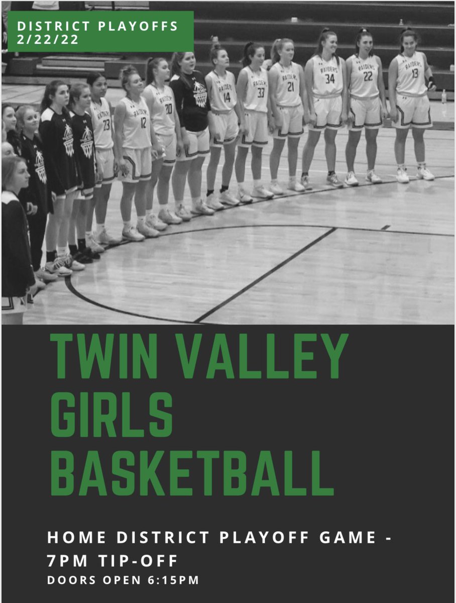 Girls Basketball District 3 playoffs Tuesday Night @ home. Come out and support our Raiders!   #whaTeVerittakes