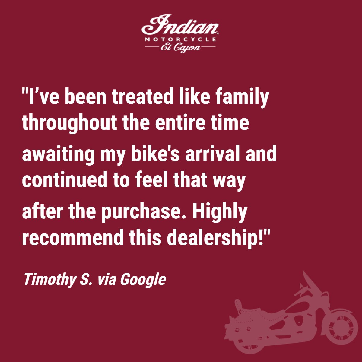 firstamericanec's tweet photo. Our team is knowledgeable, friendly, and will provide you with a pleasant buying experience through and through. #IndianMotorcycleOfElCajon #IndianMotorcycle https://t.co/12I2syV1NL
