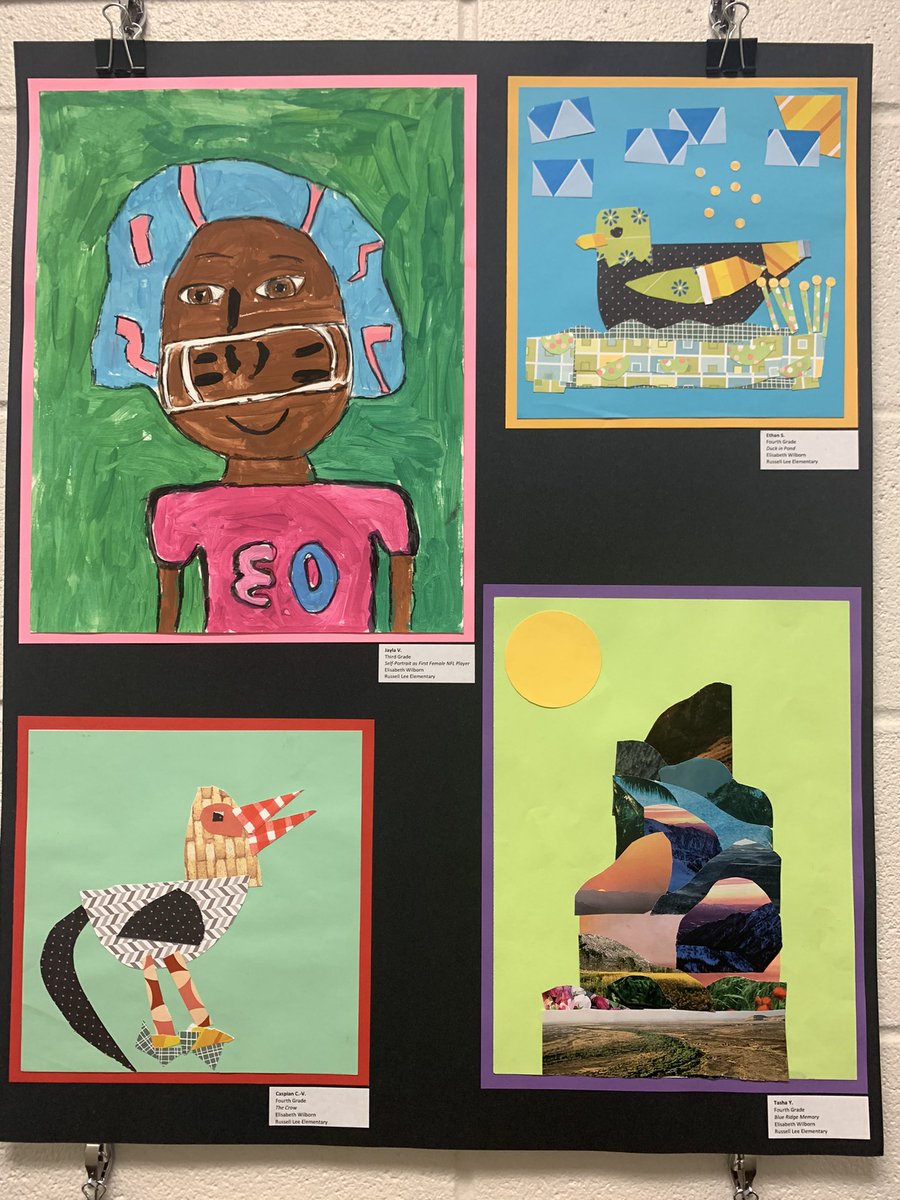 Hanging artwork at #austinisd PAC today for Youth Art Month. #aisdproud <a href="/LeeRoadrunners/">Russell Lee Elem Roadrunners</a>