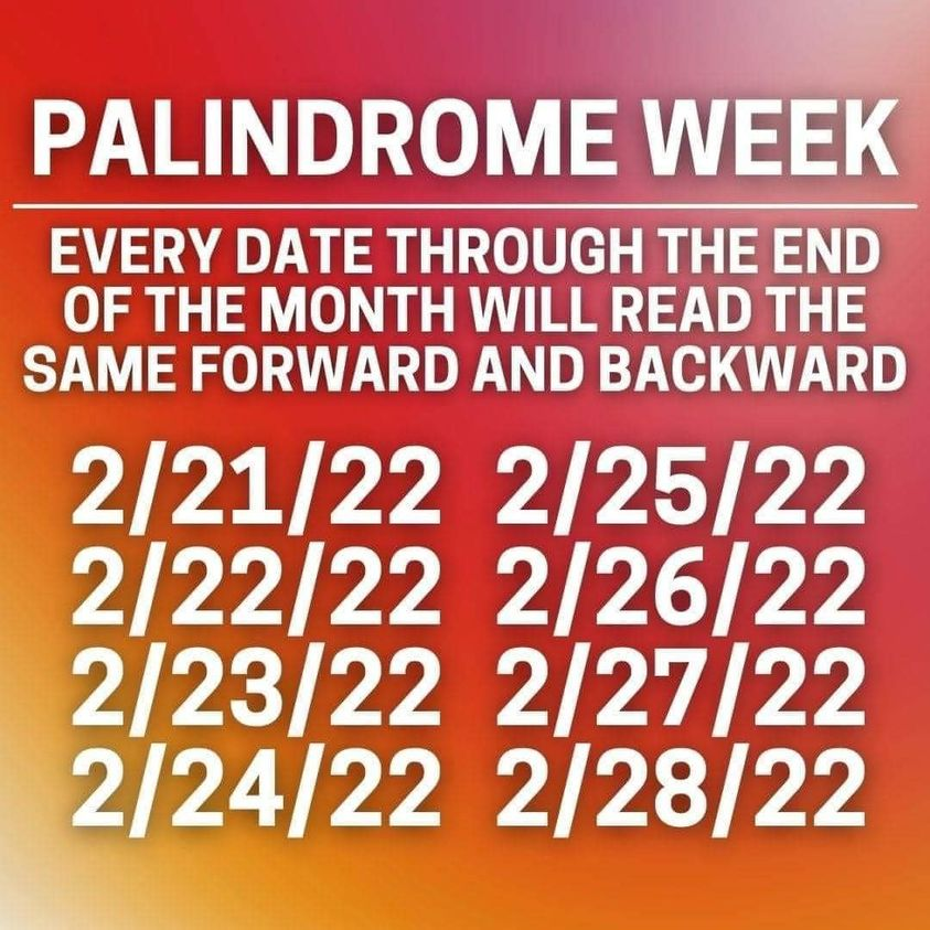 It's Palindrome Week! #palindromeweek Very cool.