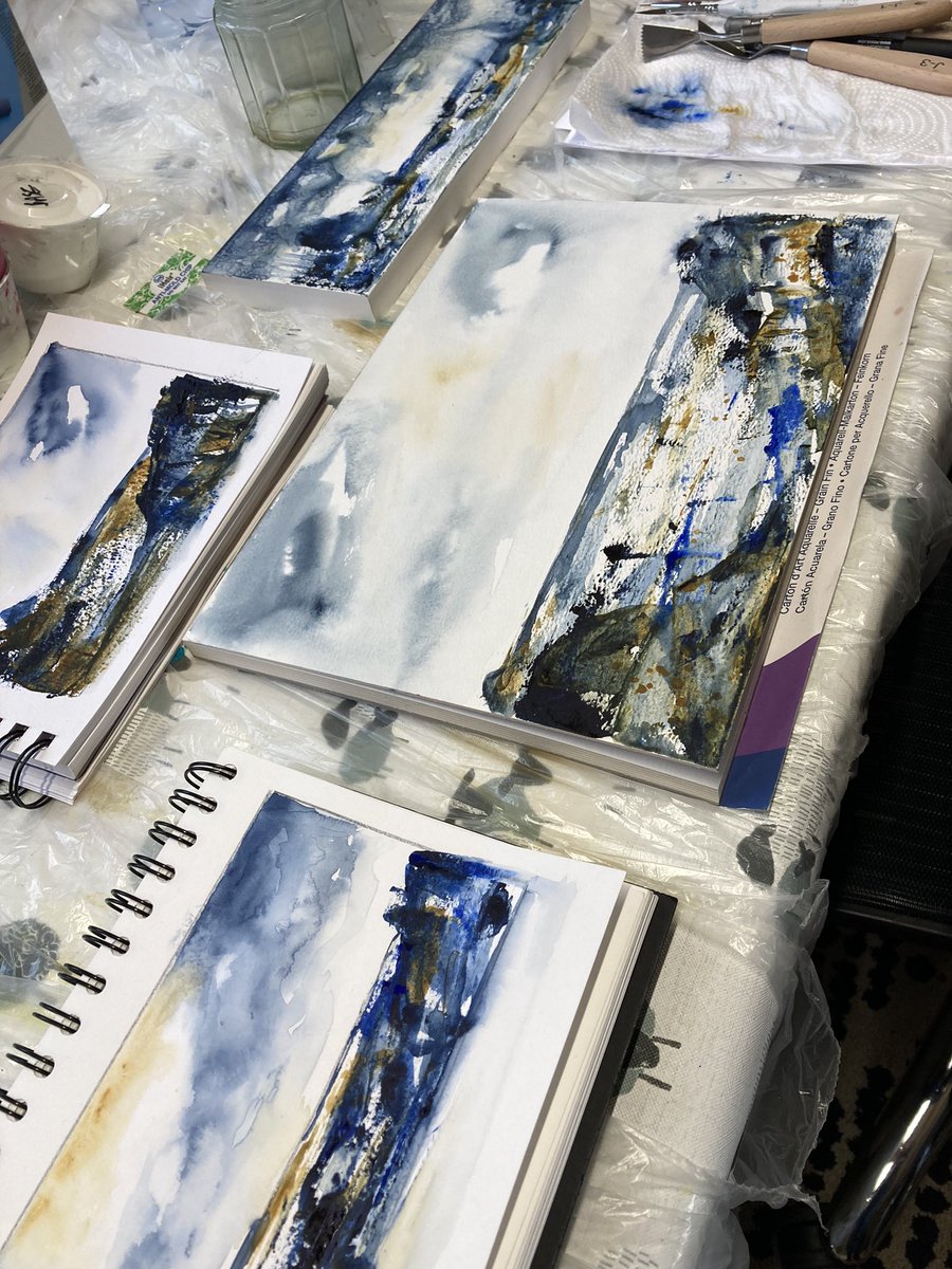 Storm inspired watercolours on the workbench today #inspiration #StormFranklin #Watercolour #ArtistOnTwitter #paletteknifepainting #Gloucestershireartist #forestofdean