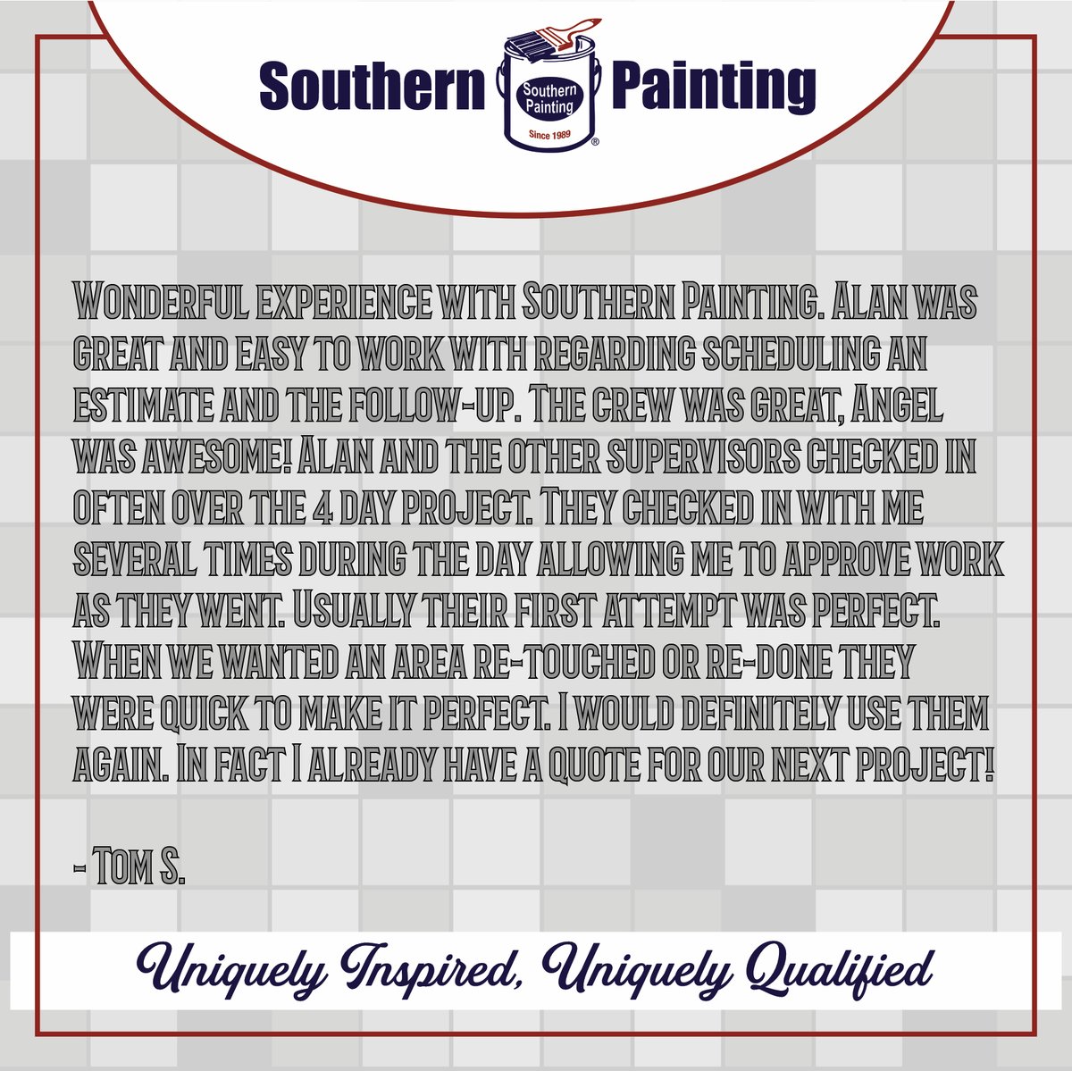 SP_PlanoAllen's tweet photo. 𝐖𝐞 𝐋𝐨𝐯𝐞 𝐇𝐚𝐩𝐩𝐲 𝐂𝐮𝐬𝐭𝐨𝐦𝐞𝐫𝐬!
Excellent Service ✅
Competitive Pricing✅
Fantastic Results✅
#SouthernPainting #UniquelyInspired #UniquelyQualified #ServiceIsKing https://t.co/DFEa3HdetG