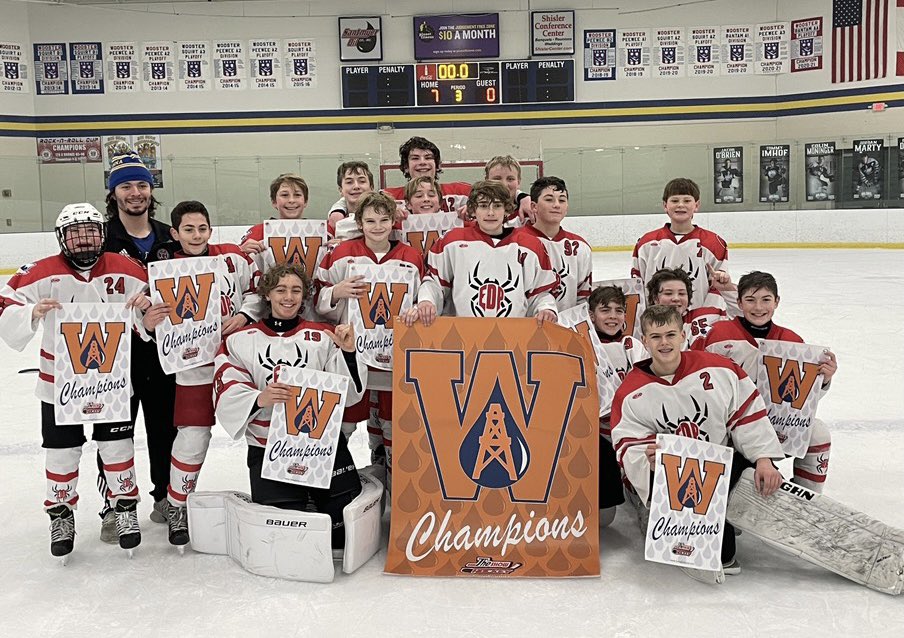 CDLBelfryHockey's tweet image. Congrats to our Pee Wee Spiders for taking home the “gold” with a convincing win in the championship game this afternoon in Wooster!  #champions @EdpHockey @mitchellgoodin @JLGP34
