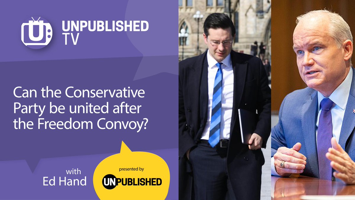 unpubmedia's tweet photo. Can the Conservative Party of Canada be united? TONIGHT on #UnpublishedTV w/ @EdHandMedia and special guests @LoriLturnbul @kinsellawarren and Samuel Routley. 8 pm Eastern | 5 pm Pacific... https://t.co/EDNlCfhBt3 via @UnpublishedMedia and @YouTube #cdnpoli #Conservatives #cpc https://t.co/FB0Tp3j6d8