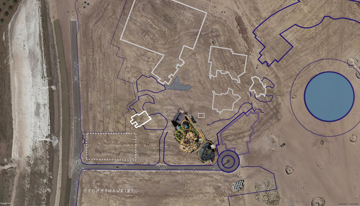 If Monsters theatre is gone, and family coaster is the replacement, we have an analogue in the UK that fits that bill. here's shows how that could fit the space. with room spare for longer track. if mystery warehouse (dash line) is gone, that could use that area too  #epicuniverse