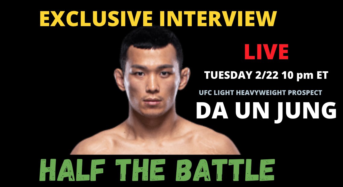 Dan (@bestfightpicks) on Twitter photo RT See y'all Tuesday night at 10 pm ET for #DansTuesdayNightContender on <a href="/HalfTheBattleHQ/">Half The Battle Podcast</a>
This Tuesday I'm joined by @UFC light heavyweight prospect Da Un Jung (<a href="/fighter__jeong/">Da Woon Jung 정다운</a>)
Tap in and ask Da Un anything you want!
youtu.be/cTsdcDHq9mM RT See y'all Tuesday night at 10 pm ET for #DansTuesdayNightContender on <a href="/HalfTheBattleHQ/">Half The Battle Podcast</a>
This Tuesday I'm joined by @UFC light heavyweight prospect Da Un Jung (<a href="/fighter__jeong/">Da Woon Jung 정다운</a>)
Tap in and ask Da Un anything you want!
youtu.be/cTsdcDHq9mM