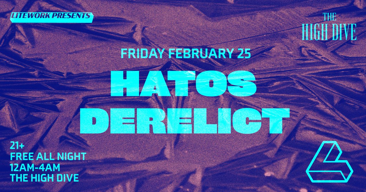 LiteWorkDET's tweet photo. Detroit!!
This Friday the 25th we are going laaaaate with #Hatos and #Derelict
Starting at midnight and going until 4am
Free | 21+
#liteworkdet https://t.co/YCv2eeqg51