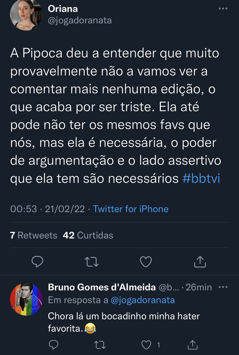 O Bruno diz que eu sou a hater dele, mas pelos vistos ele gosta de me dar atenção…
#bbtvi