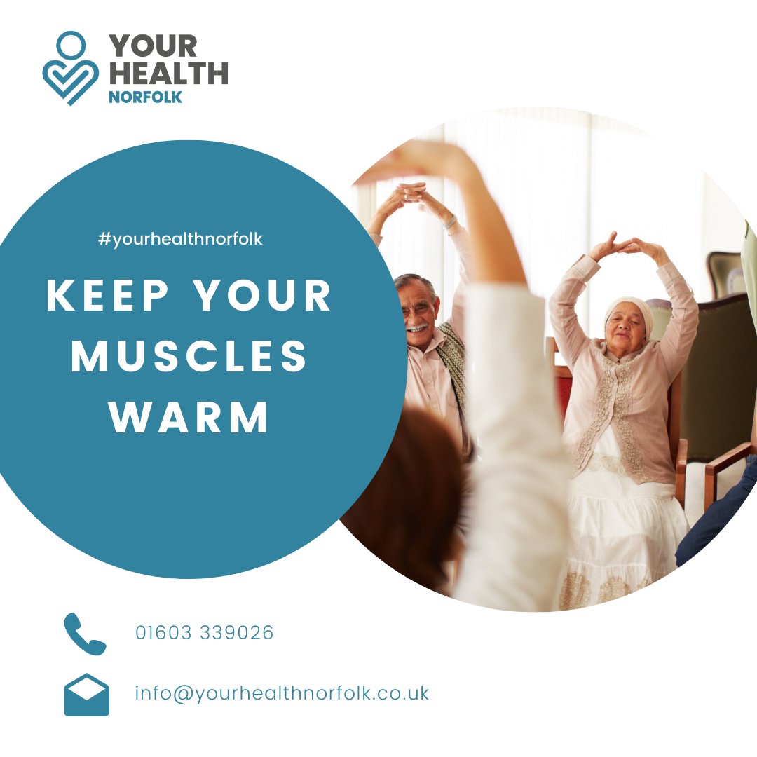 Keeping muscles warm has been shown to be important for our general movement and well-being.

Up to 20% of strength and power can be lost with only a few degrees drop in temperature. 

Try to heat your home to a steady and comfortable temperature throughout the day.