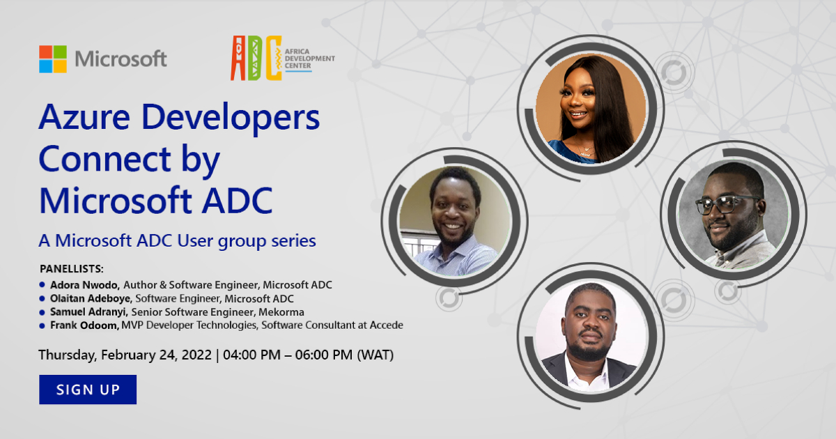 Fosudo's tweet photo. You will learn about:

⭐️5 career paths you can explore as an Azure Software Engineer, 

⭐️How to become a software engineer at the Microsoft ADC,

⭐️Leveraging Azure for continuous deployment &amp; integration, 

with panelists: @AdoraNwodo, @adeboyeolaitan, @sadranyi &amp; Frank Odoom. https://t.co/MnZMsrlvhO