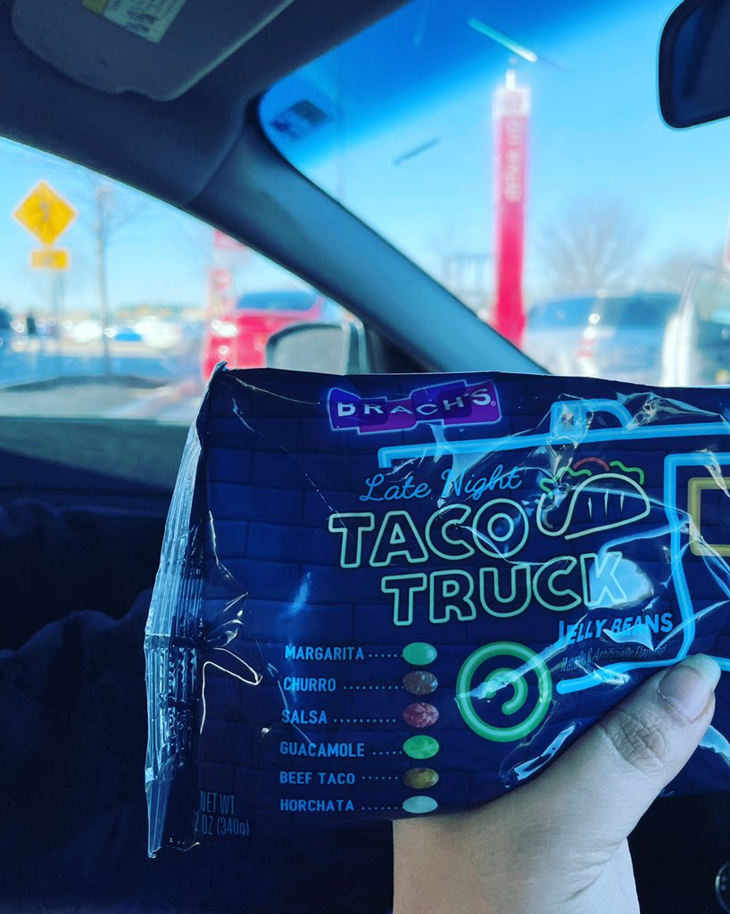 KimmayJ's tweet photo. May have trekked to the target I never go to for online/curbside for these babies. Very, very curious was brachs is up to with taco truck jelly beans ๐ #candybeans #tacosarelife #IHaveProblems https://t.co/ZtTKbADjWb
