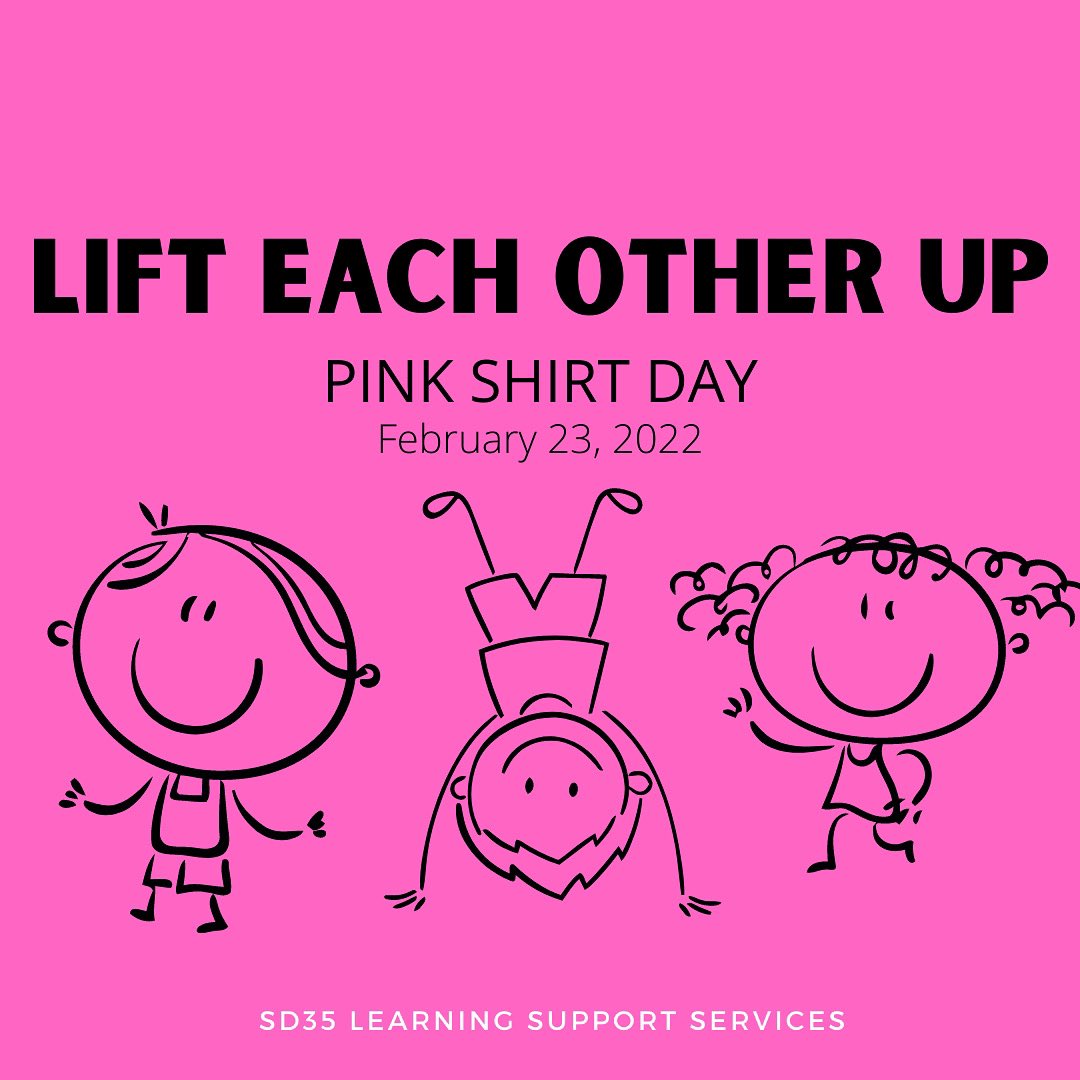 Don’t forget to wear your Pink Shirt on Wednesday to show your support against bullying and harassment. #EraseBullying #SD35Community #Inclusion #Diversity #Education #Learning #LangleySchools #LangleySchoolDistrict @LangleySchools