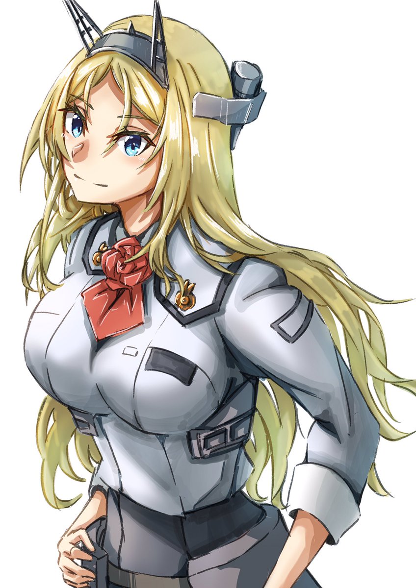 nelson (kancolle) 1girl solo blonde hair blue eyes flower military uniform long hair  illustration images