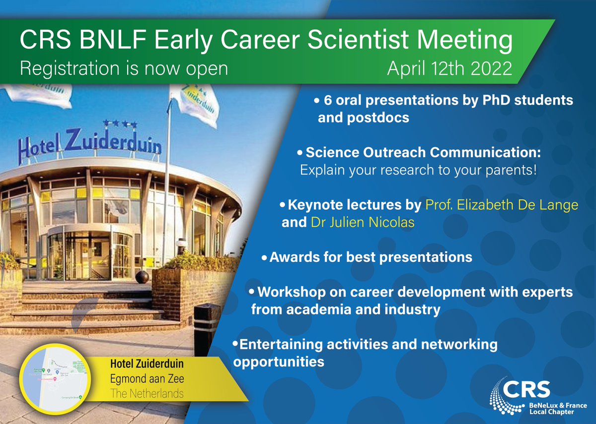 📢Attention Early Career Scientists📢 Join us and @LangeLiesbeth & @Julnicolas on April 12th for the @CRSBeNeLuxFR meeting followed by the escdd.eu! Registration ➡️ lnkd.in/g4rK6p8g Abstract submission ➡️ lnkd.in/gYb4QAMd